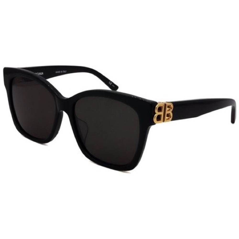 BRAND NEW BALENCIAGA BB0102SA 001 Black/Gold/Grey Women Sunglasses